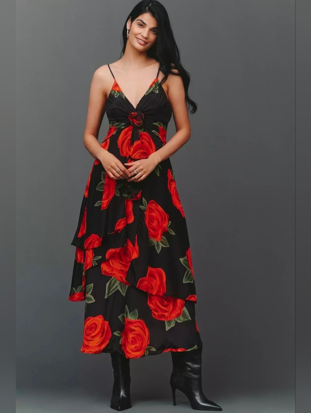 NWT Farm Rio x Anthropologie Latin Roses Dress. Size L. Ret. $398